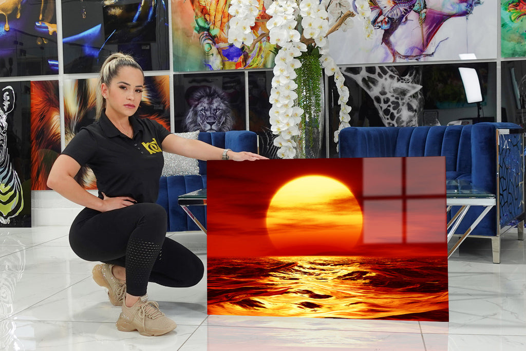 Acrylic design with a stunning sunset.