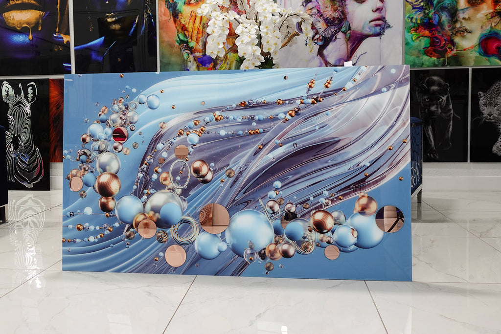Acrylic design depicting an ocean current.