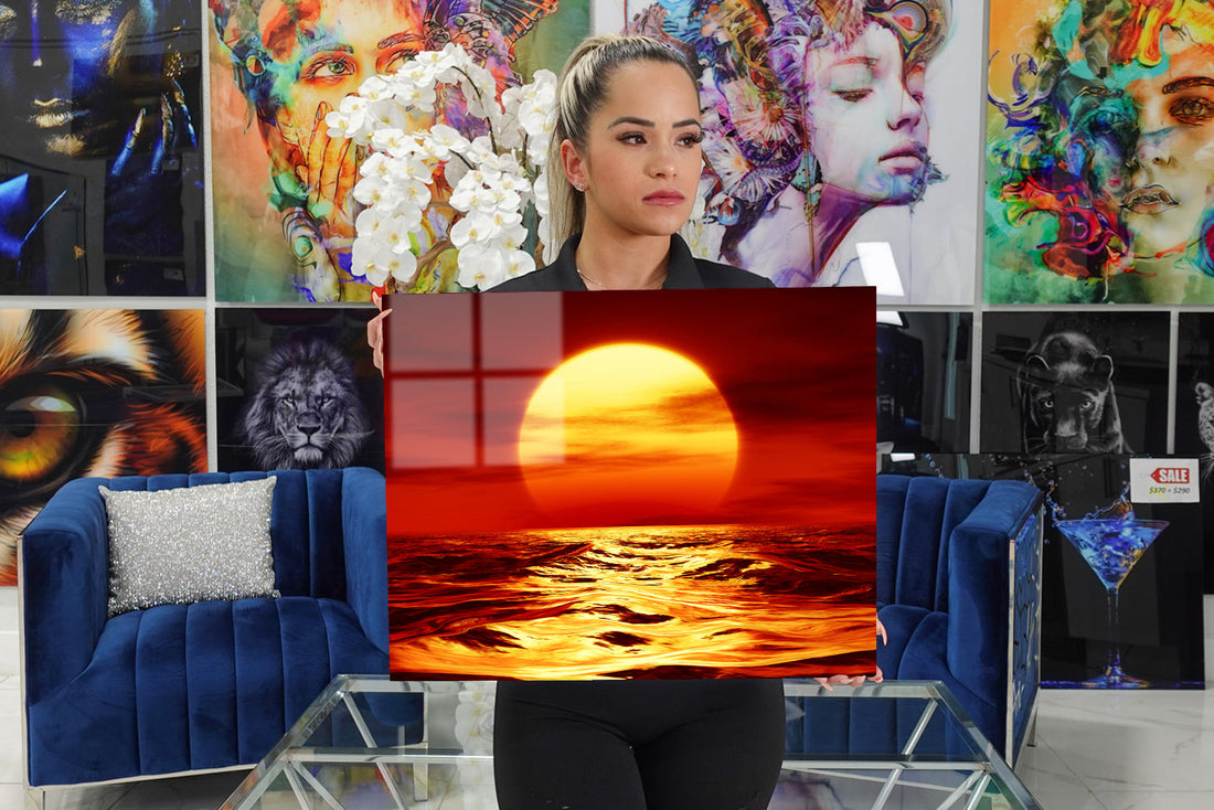 Acrylic design with a stunning sunset.