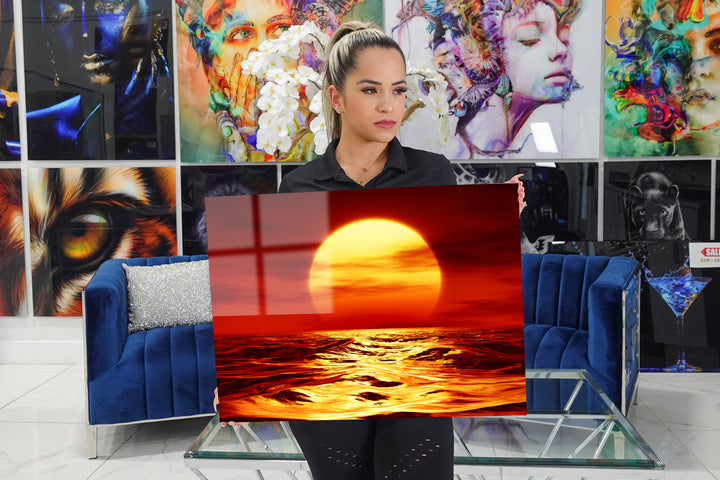 Acrylic design with a stunning sunset.