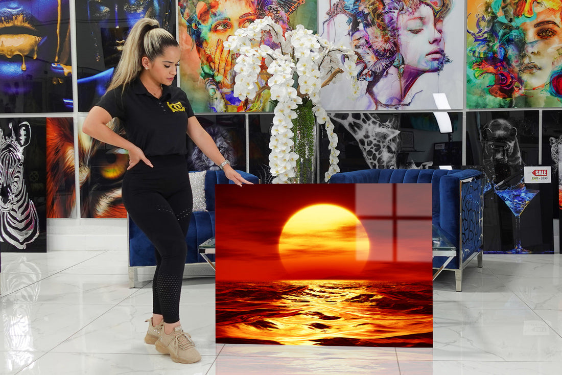 Acrylic design with a stunning sunset.