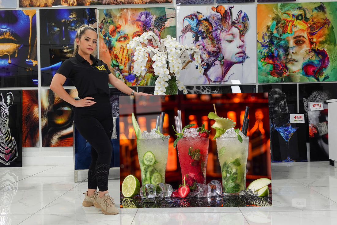 Acrylic design depicting refreshing mojitos.