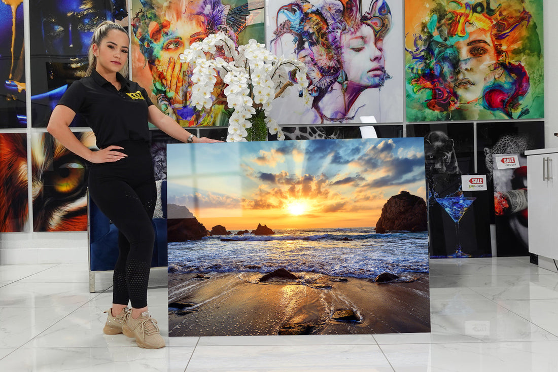 Acrylic print depicting a beautiful beach.