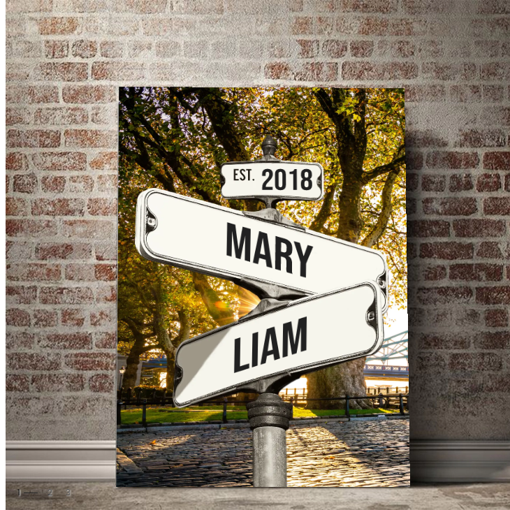 Vintage Street Sign for couples acrilycs Summer