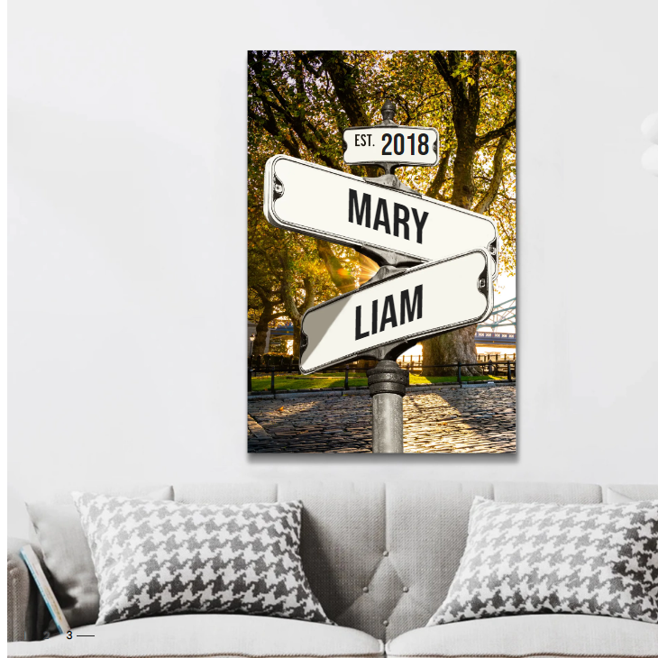 Vintage Street Sign for couples acrilycs Summer