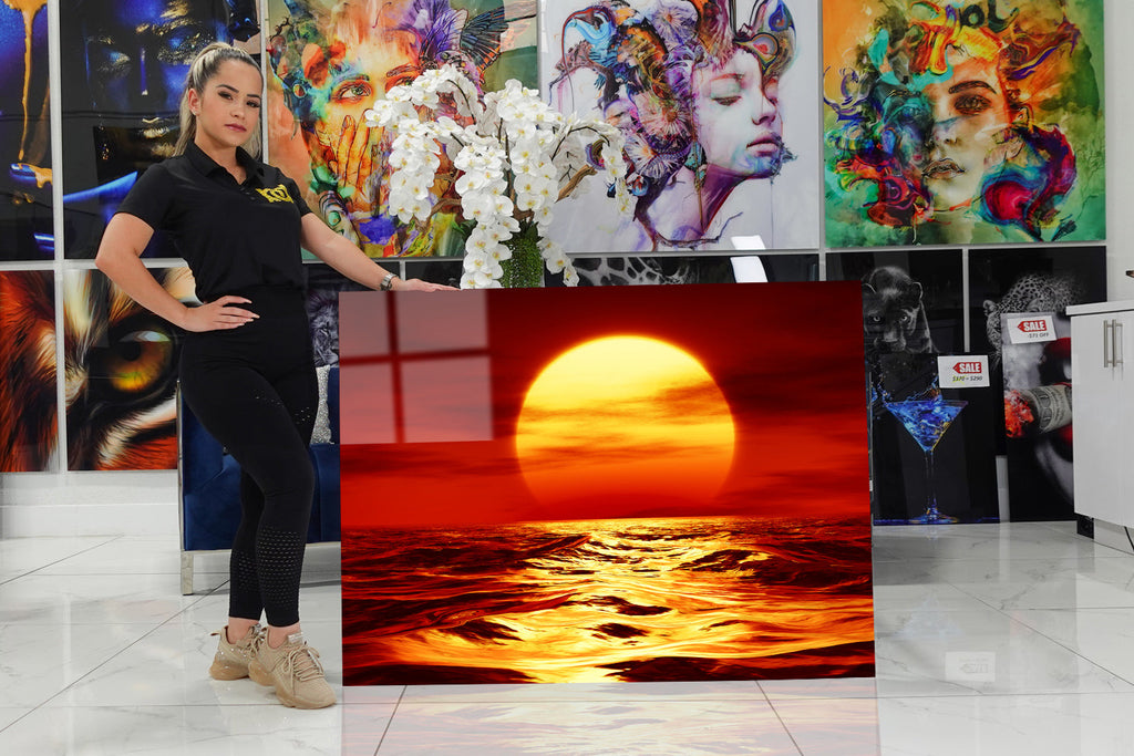 Acrylic design with a stunning sunset.